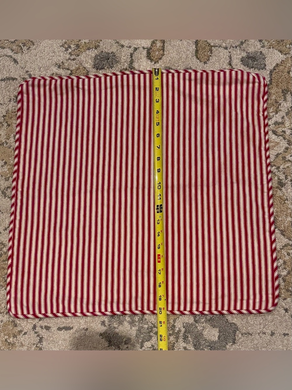 Pottery Barn Red & Beige Stripe Pillow Cover 20x20 in. EUC. Cottage Core - Picture 2 of 5